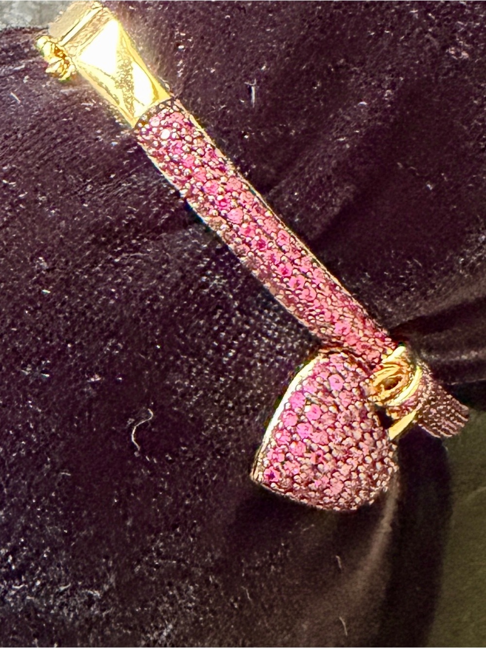 Source Unknown Pink Crystal Heart Wristlet Charm with Gold Hardware